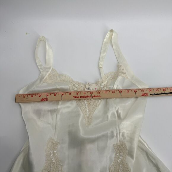 Vtg Victoria's Secret Slip Dress Chemise Sz L Ivory Lingerie 90s Coquette Bridal - Picture 11 of 12